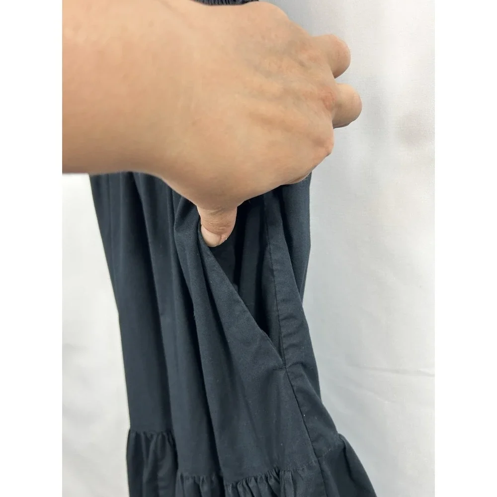 Abercrombie & Fitch Smocked Maxi‎ Dress Black XSP Tiered Cottagecore Coquette